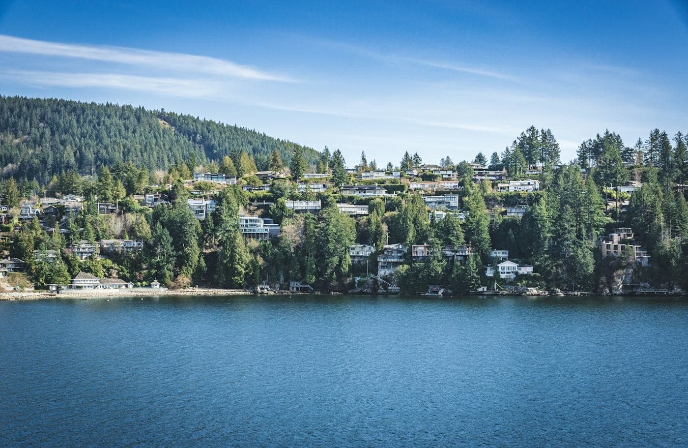 Homes on a forested West Vancouver hillside