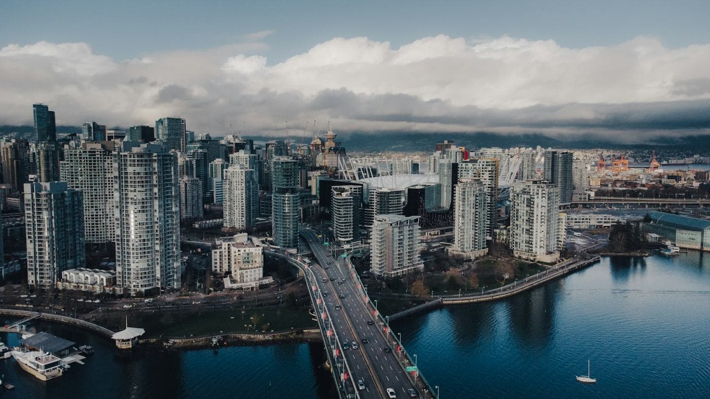 Coal Harbour towers and marina from above