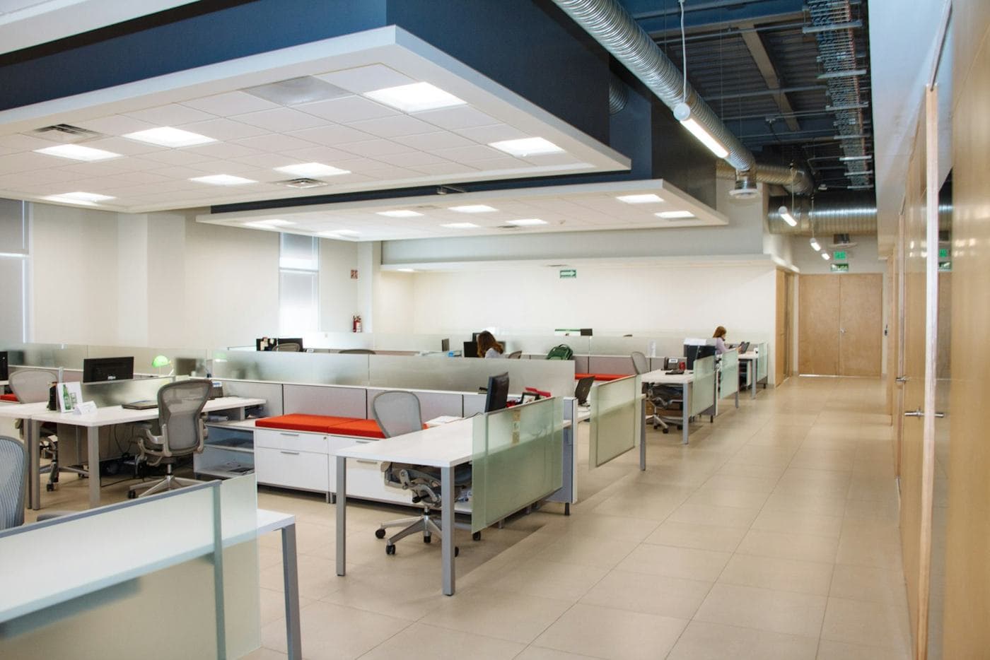 A bright, tidy open-plan office